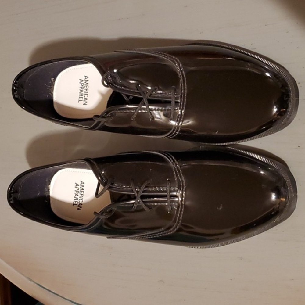 American Apparel Black Patent Lace-Up Oxford Flats